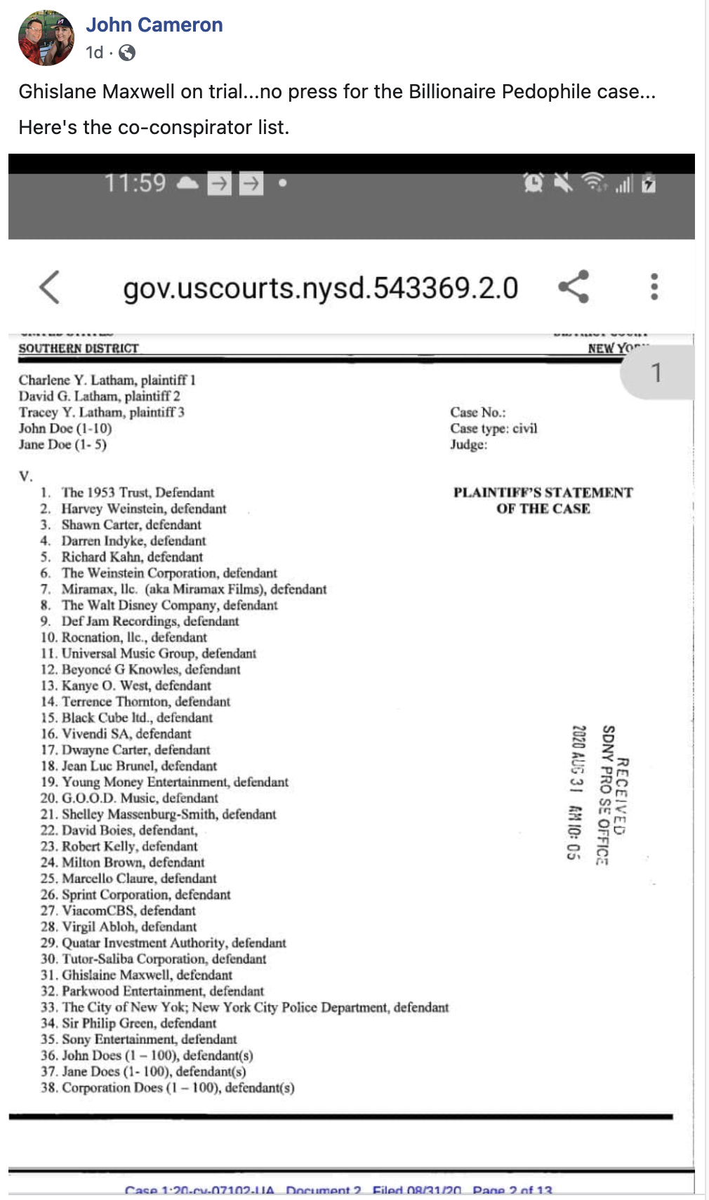 Fact Check: Long List Of Epstein 'Co-Conspirators' Is From Old Lawsuit ...